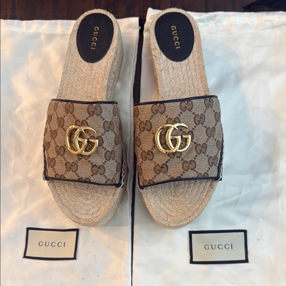 Gucci Brown and Gold Women's Sandals